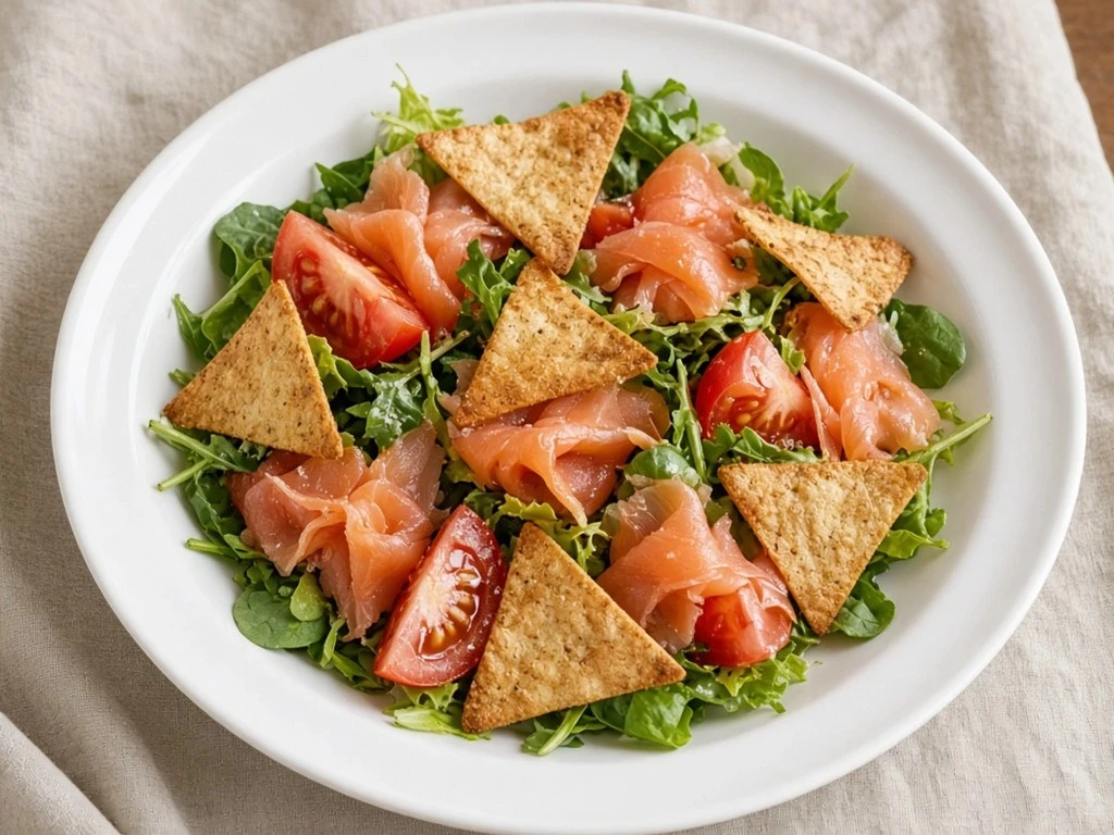 Salade tiède de galettes rôties et saumon
