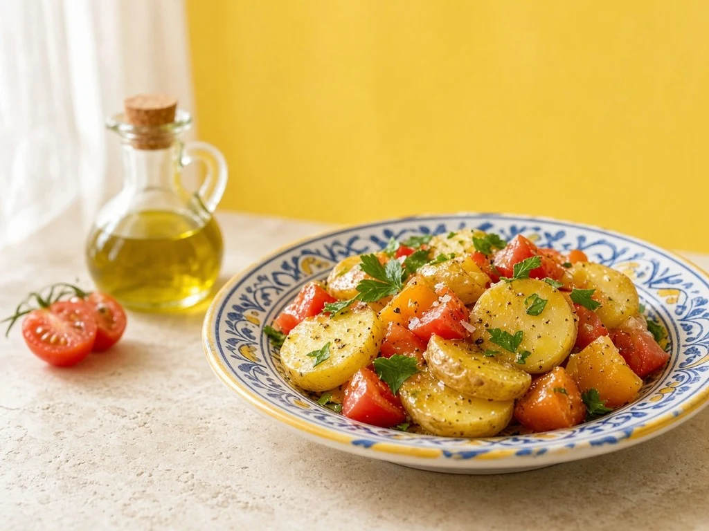 Salade tiède de pommes de terre et tomates