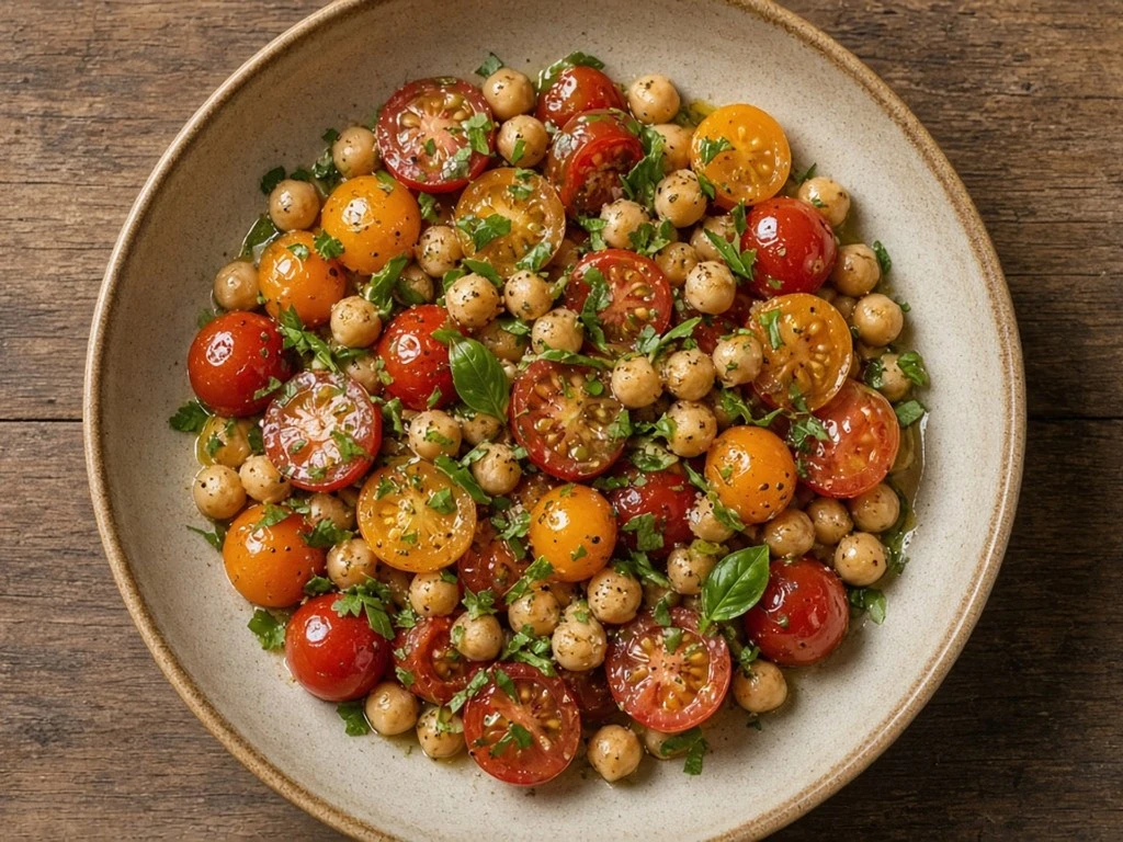 Salade tiède de tomates et pois chiches