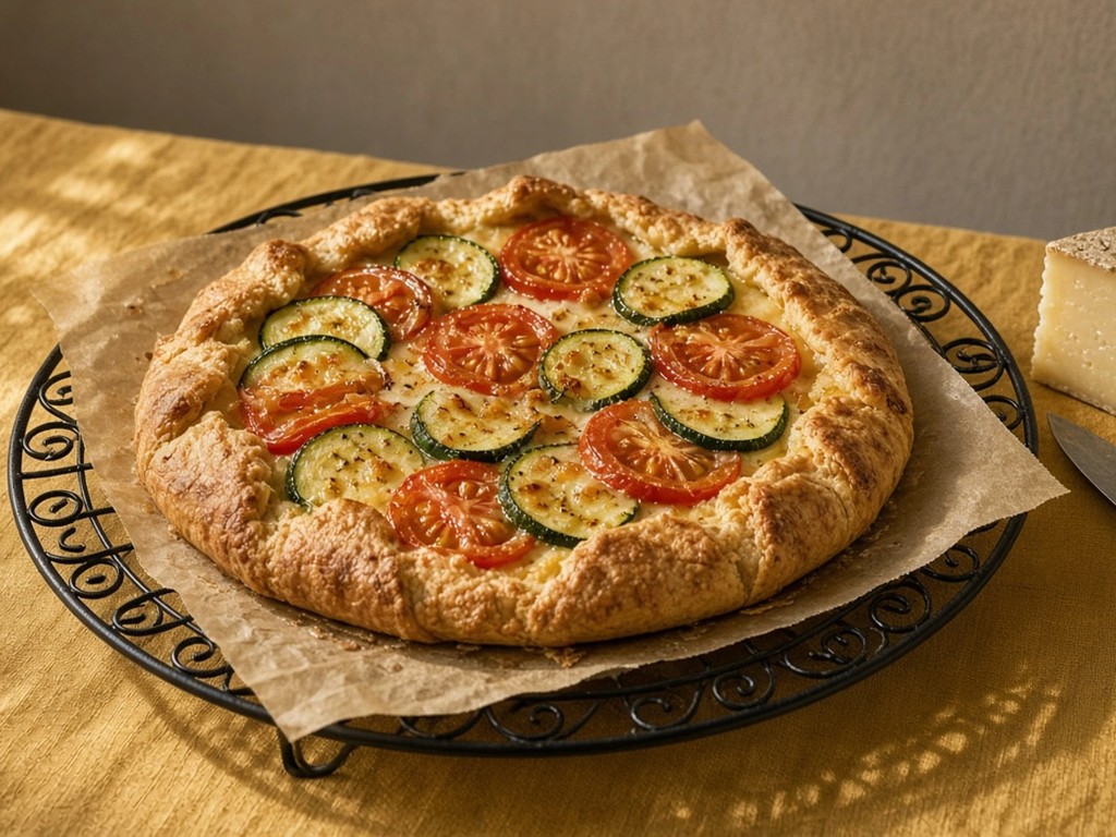 Tarte rustique fine aux légumes et Saint-Nectaire