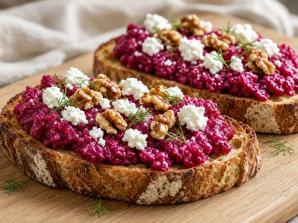 Tartine fraîcheur de betterave écrasée
