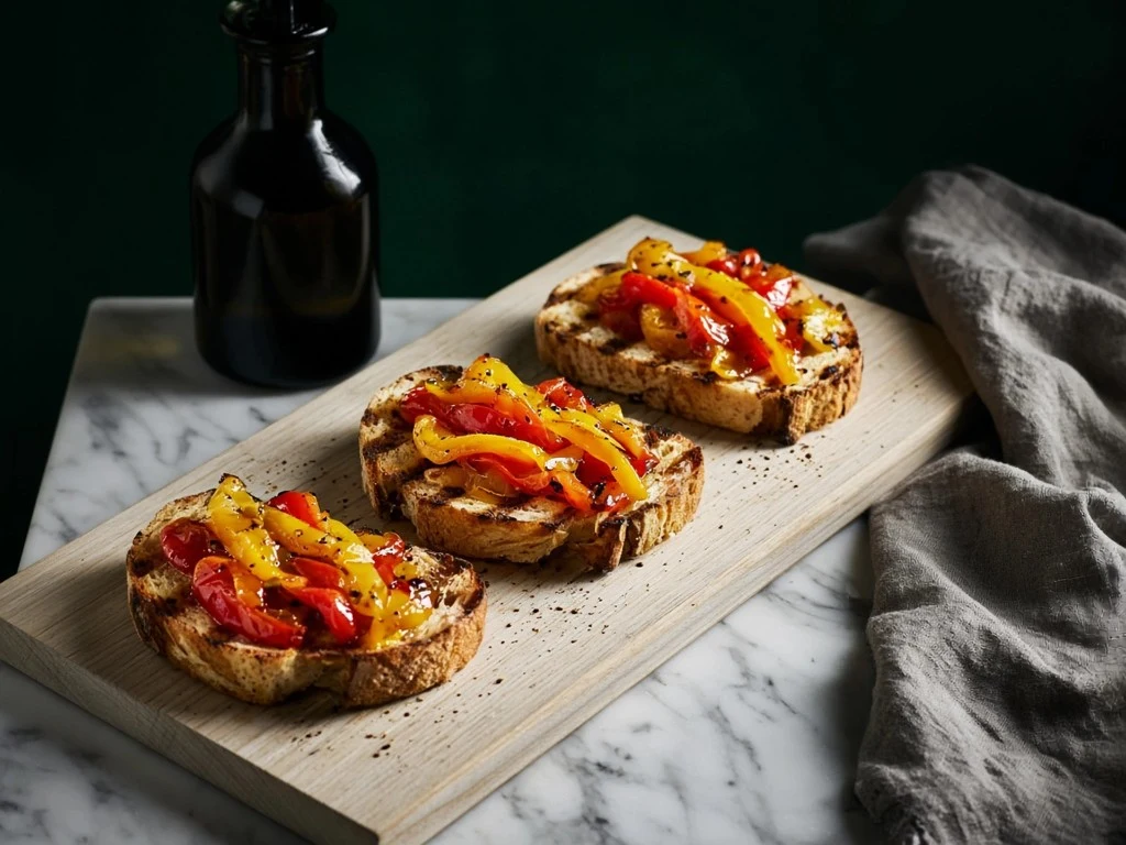 Tartines croustillantes aux poivrons fondants