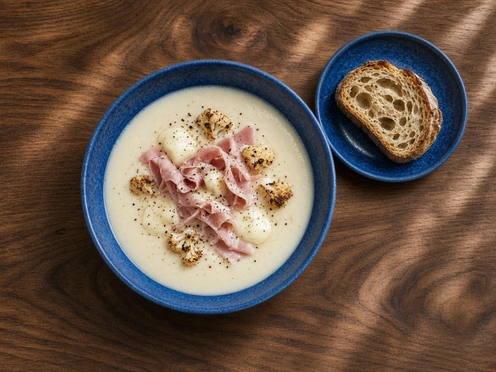 Velouté de chou-fleur fondant à la raclette