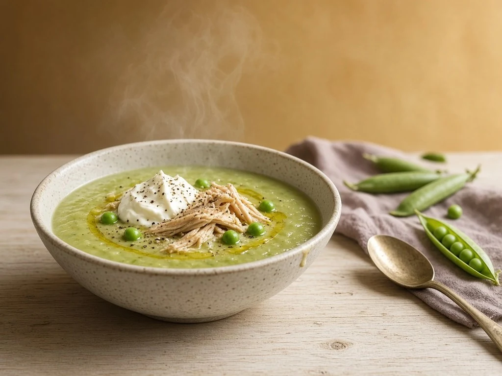 Velouté minute de riz et petits pois